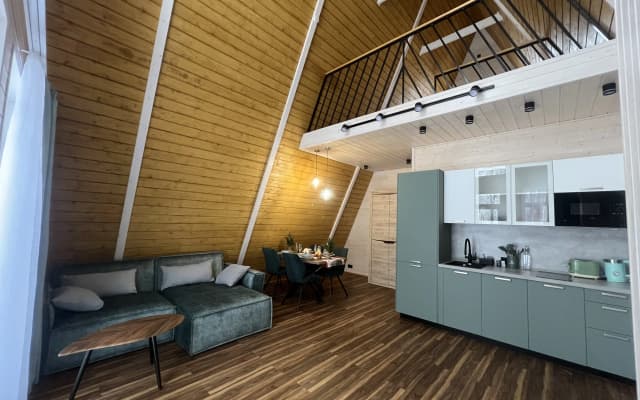 Гостевой дом Чудесный A-frame Оливка с сауной